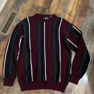 Vintage Woods & Gray Striped Dad Sweater L
